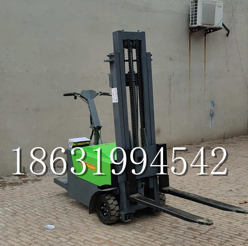 海城市优程全电动叉车插腿式堆高车液压装卸车1.5吨升高小型站驾式铲车